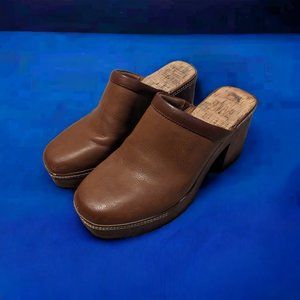 Korks Women's Brown Chunky Block Heel Clogs/Mules Size 9M